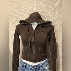 Offline aerie knit fitted sweater in brown